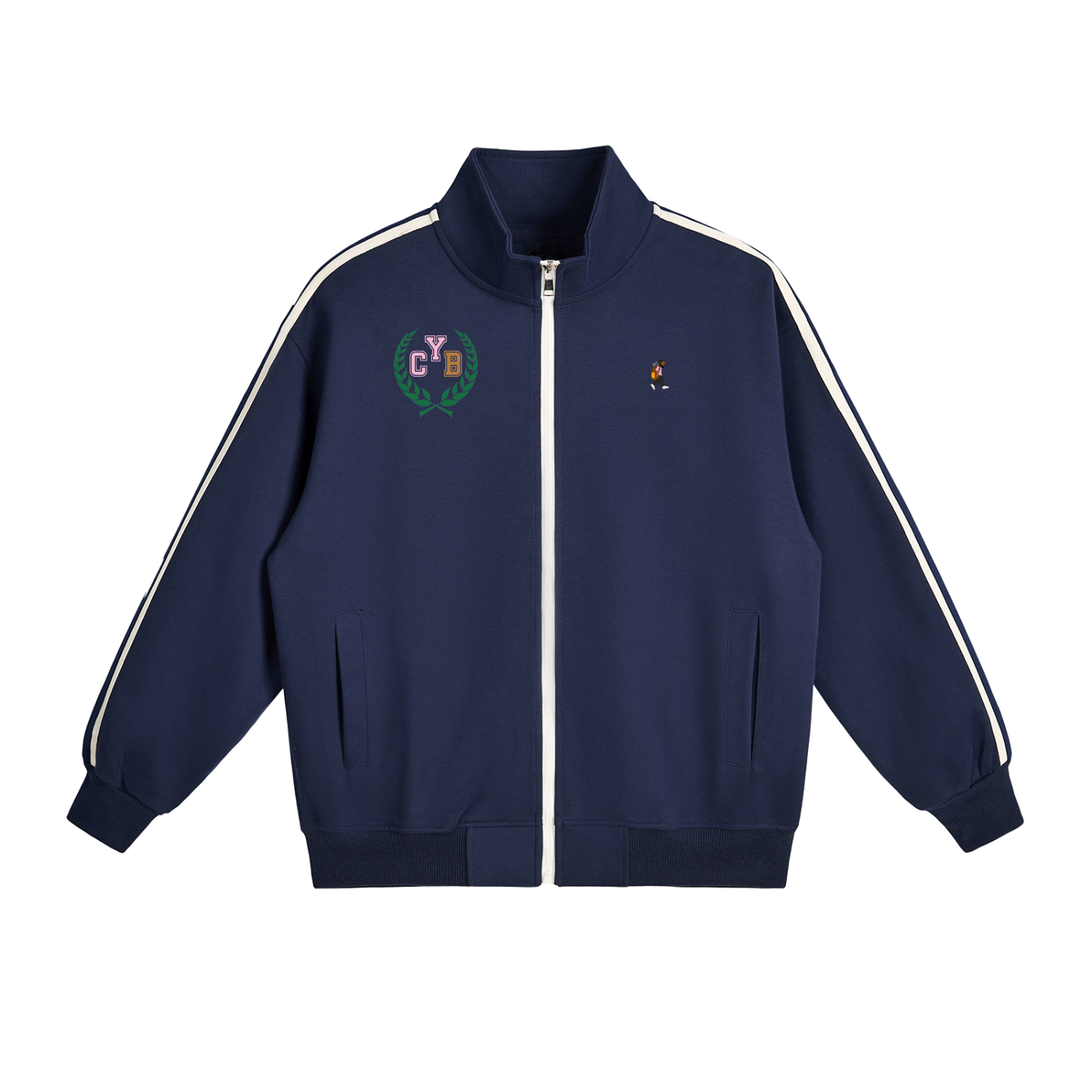 Contrast Side-Stripe Stand Collar  Jacket