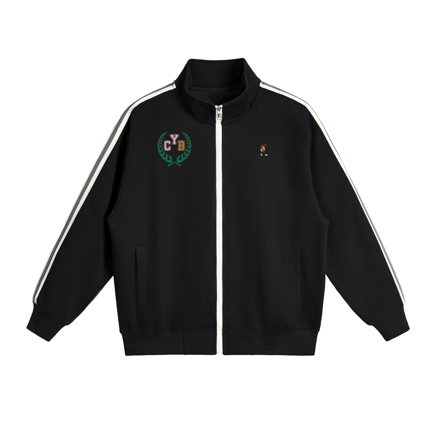 Contrast Side-Stripe Stand Collar  Jacket