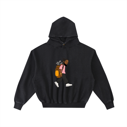 CYB Frayed Enzyme Washed Fleece Hoodie